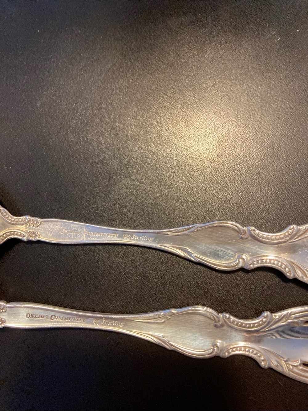 Ornate Sterling Silver Serving Spoon and Fork - - Picture 3 of 3